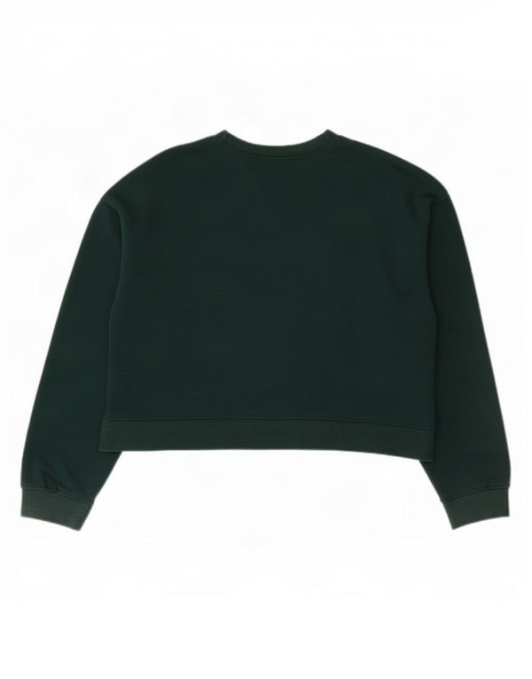 Zara Womens Crop Sweatshirt Jumper UK 16 Large Green Cotton