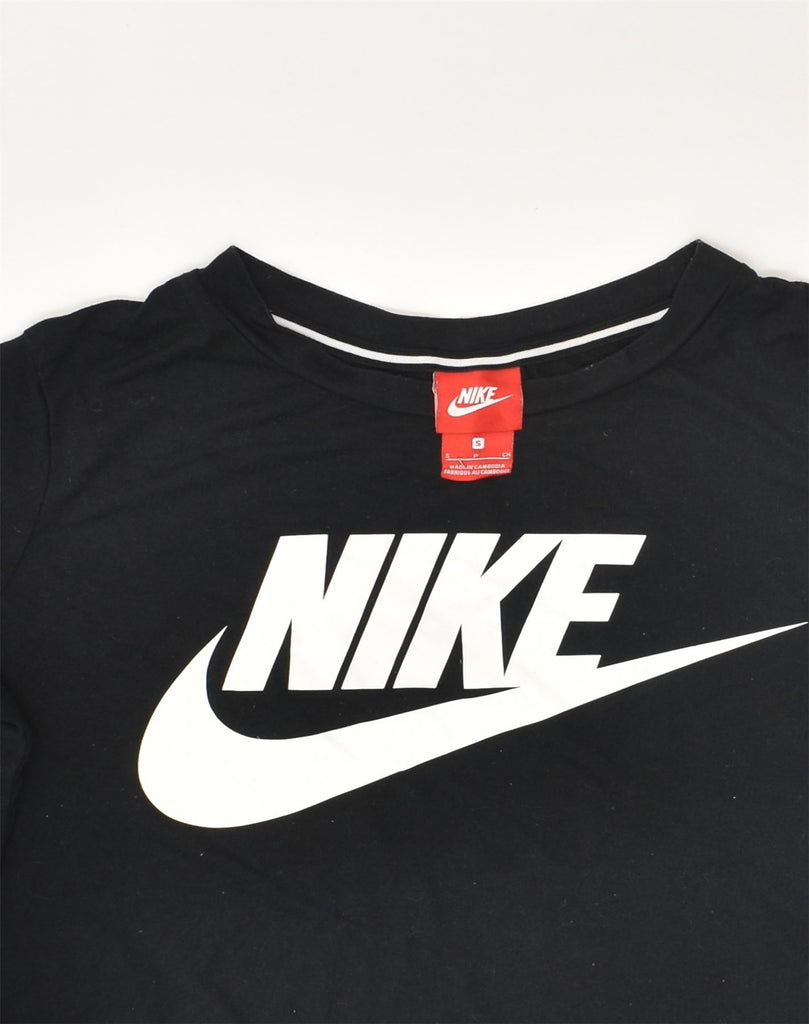 NIKE Womens Graphic T-Shirt Top UK 10 Small Black Cotton | Vintage Nike | Thrift | Second-Hand Nike | Used Clothing | Messina Hembry 