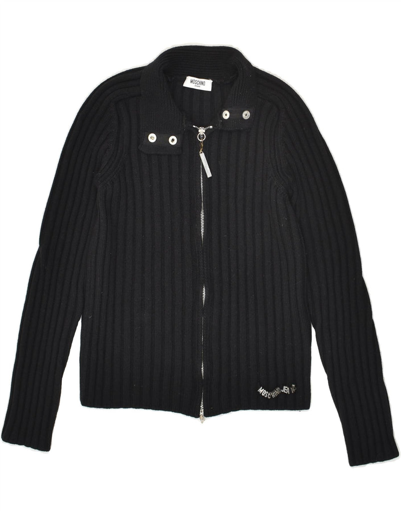 MOSCHINO Womens Cardigan Sweater UK 12 Medium Black Wool | Vintage Moschino | Thrift | Second-Hand Moschino | Used Clothing | Messina Hembry 