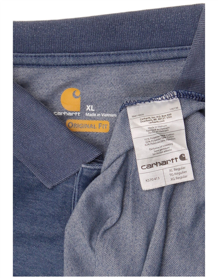 Carhartt Mens Original Fit Polo Shirt XL Blue Flecked Polyester