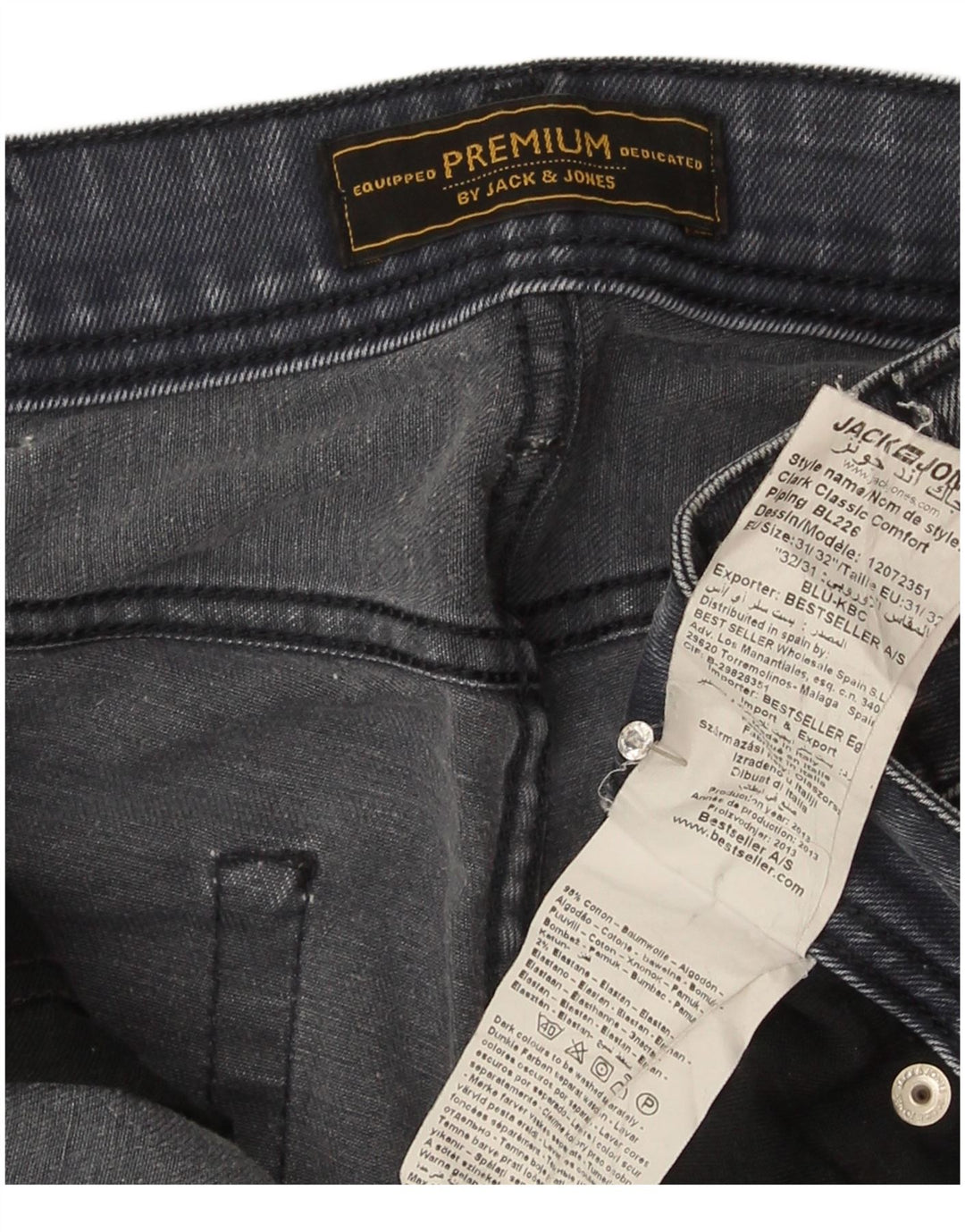 Jack & Jones Mens Regular Fit Straight Jeans W31 L31 Grey Cotton