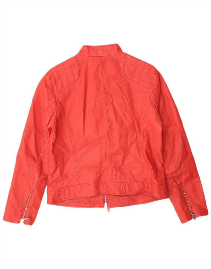Linea Emme Womens Leather Jacket UK 16 Large Red