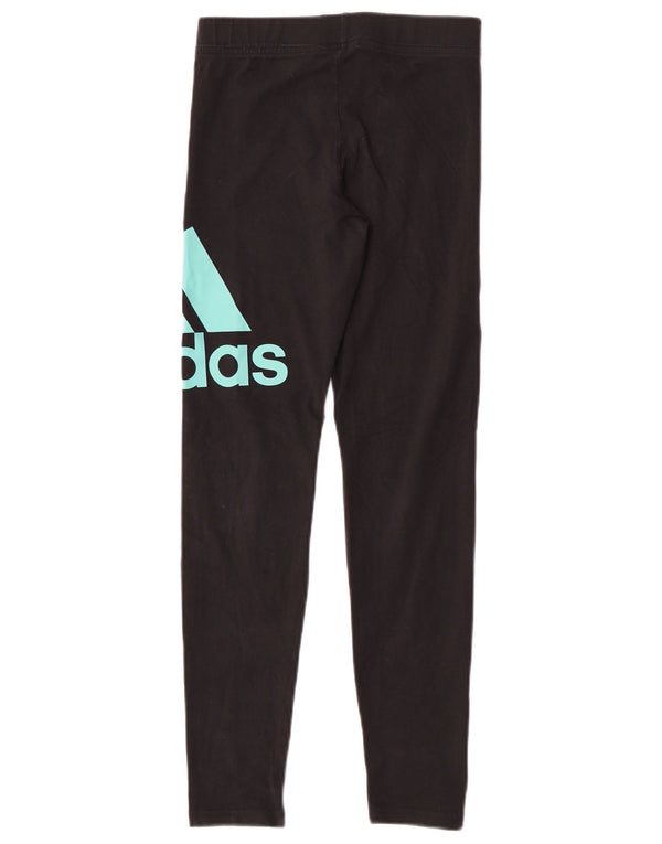 Adidas Girls Graphic Leggings 11-12 Years Black Cotton