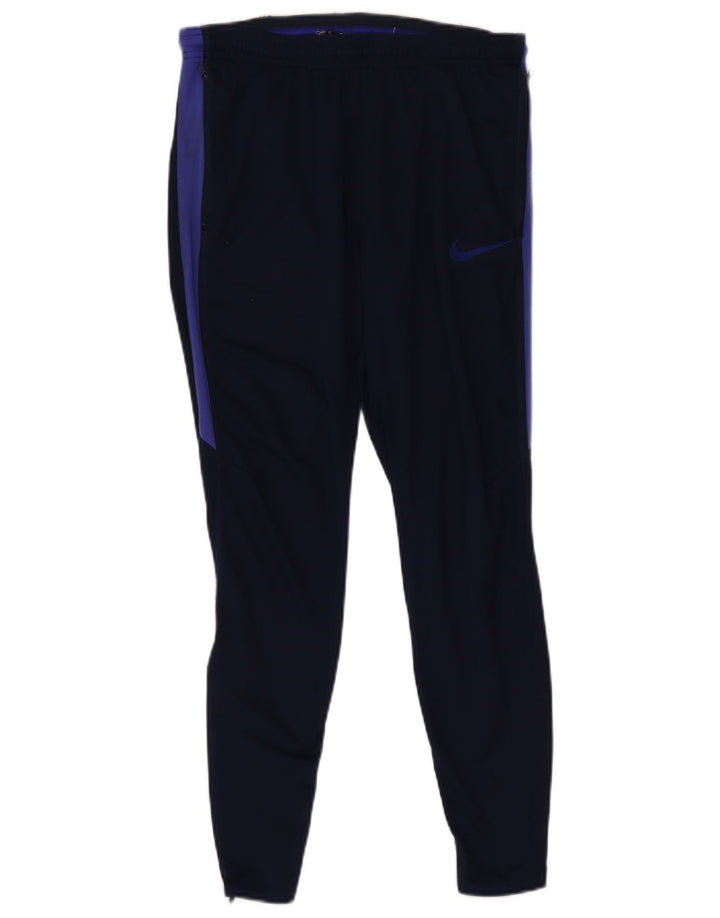 Nike Mens Dri Fit Tracksuit Trousers Medium Navy Blue Colourblock Polyester