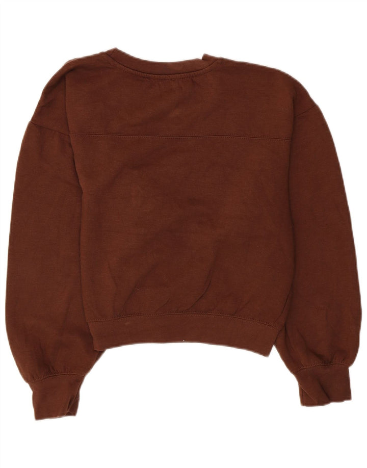 Zara Womens Crop Sweatshirt Jumper UK 14 Medium Brown Polyester