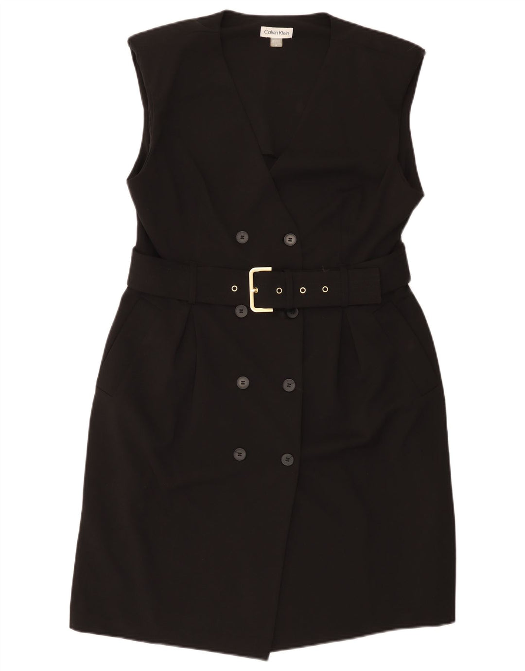 Calvin Klein Womens Sleeveless Sheath Dress US 14 Large Black Polyester