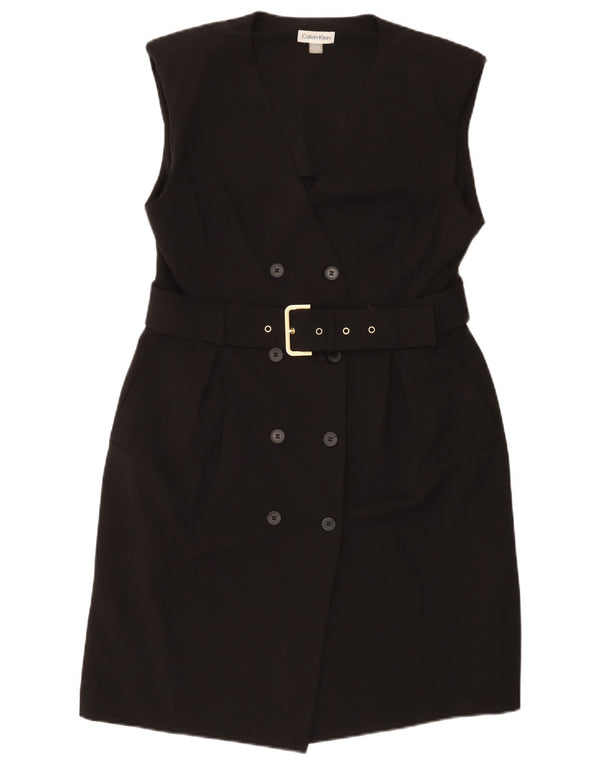 Calvin Klein Womens Sleeveless Sheath Dress US 14 Large Black Polyester