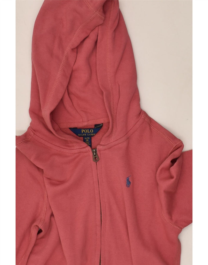 POLO RALPH LAUREN Boys Tall Zip Hoodie Sweater 15-16 Years XL Pink Cotton | Vintage Polo Ralph Lauren | Thrift | Second-Hand Polo Ralph Lauren | Used Clothing | Messina Hembry 