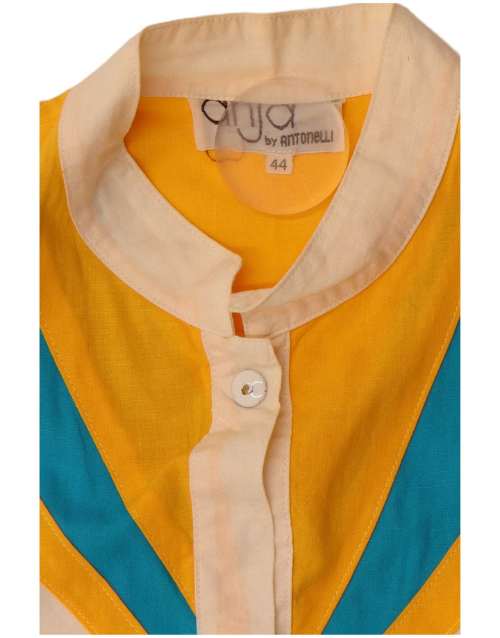 ANTONELLI Womens Bomber Jacket IT 44 Medium Off White Colourblock Cotton