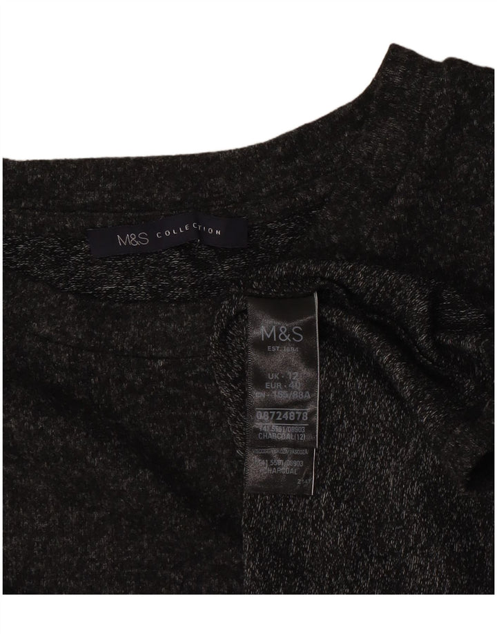 Marks & Spencer Womens Top Long Sleeve UK 12 Medium Grey Polyester