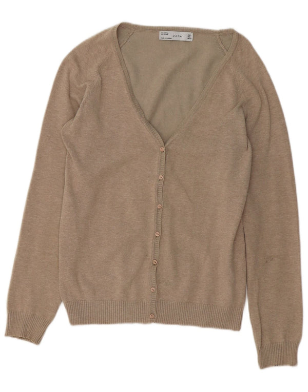 Zara Womens Cardigan Sweater UK 14 Large Grey Nylon