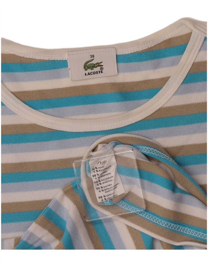 Lacoste Womens Crop T-Shirt Top Size 38 Medium Multicoloured Striped Cotton