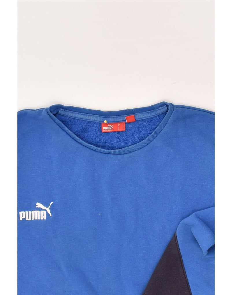 PUMA Mens Graphic Sweatshirt Jumper Large Blue Polyester | Vintage Puma | Thrift | Second-Hand Puma | Used Clothing | Messina Hembry 