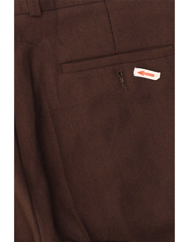 Marks & Spencer Mens Straight Casual Trousers W32 L26 Brown Polyester
