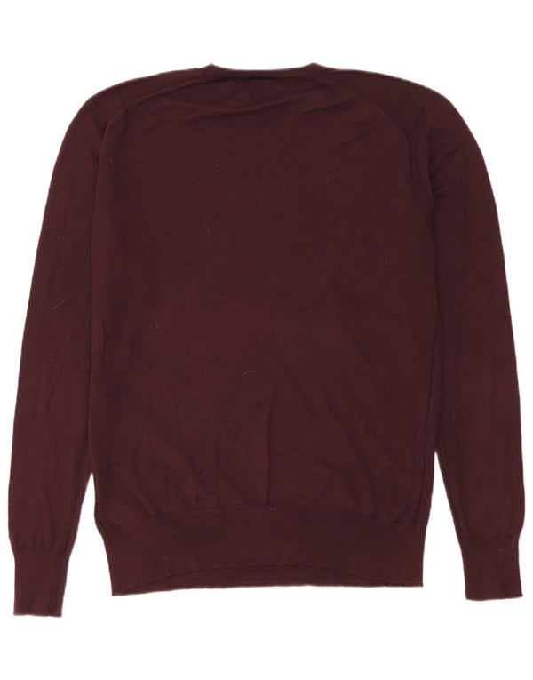 All Saints Mens Crew Neck Jumper Sweater Medium Burgundy Cotton