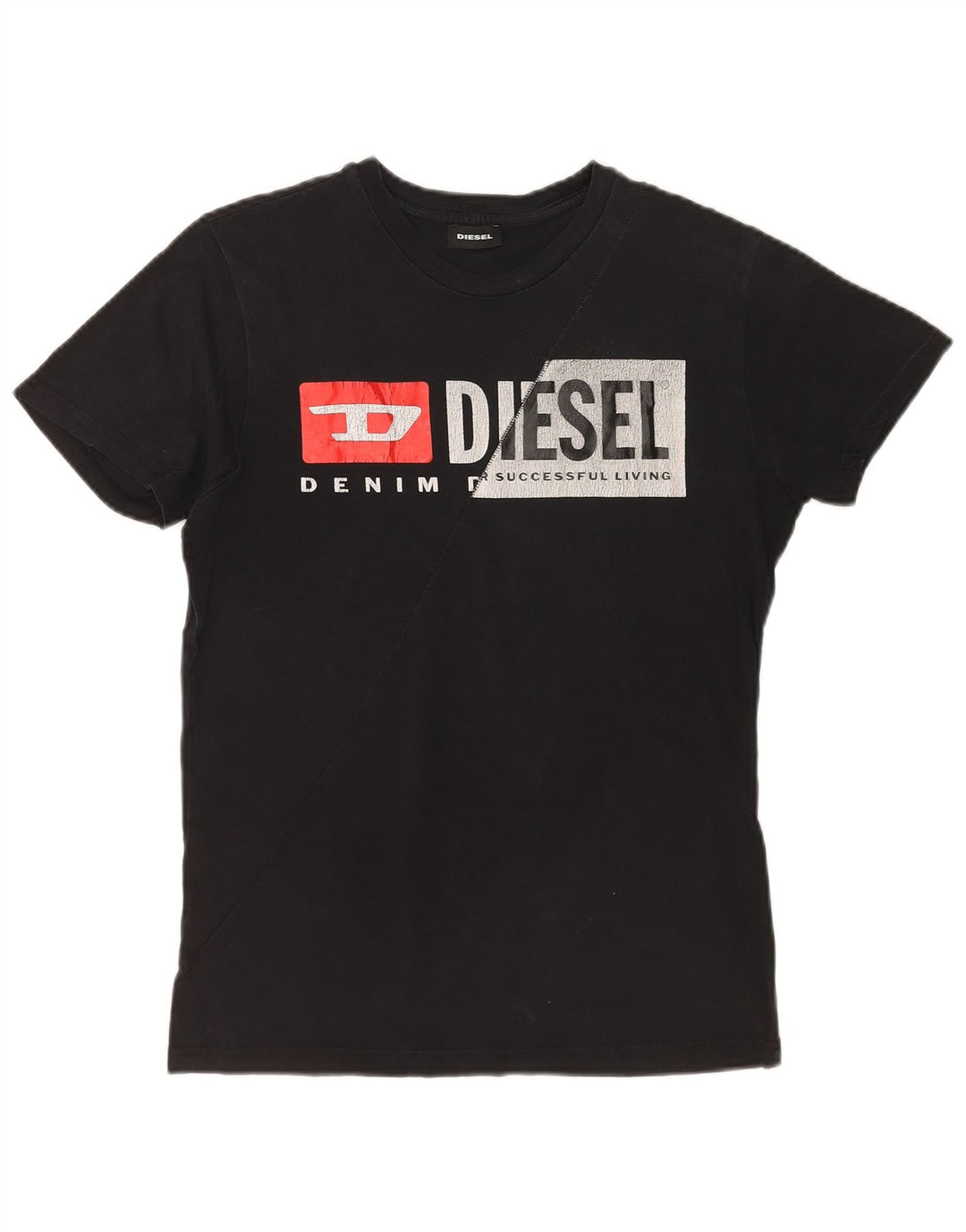 DIESEL Mens Graphic T-Shirt Top Small Black Cotton