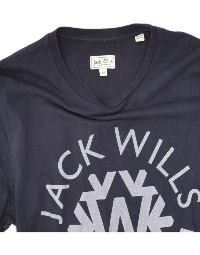 JACK WILLS Mens Graphic T-Shirt Top XS Navy Blue Cotton | Vintage Jack Wills | Thrift | Second-Hand Jack Wills | Used Clothing | Messina Hembry 