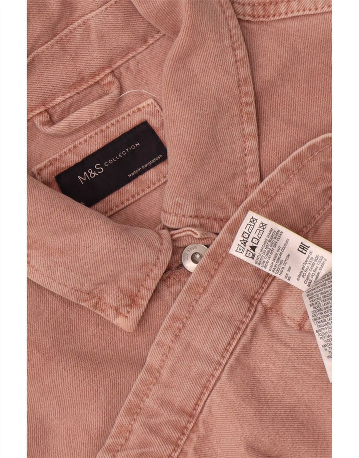 Marks & Spencer Womens Denim Jacket UK 16 Large Pink Cotton