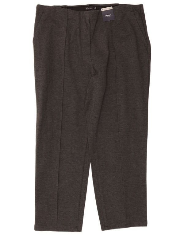 Marks & Spencer Womens High Waist Chino Trousers UK 20 2XL W38 L27 Grey