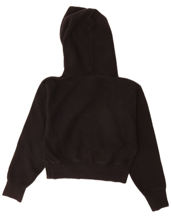Champion Womens Crop Hoodie Jumper UK 10 Small Black Cotton
