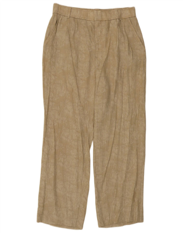 Zara Womens Abstract Pattern Straight Casual Trousers Medium W30 L26 Beige