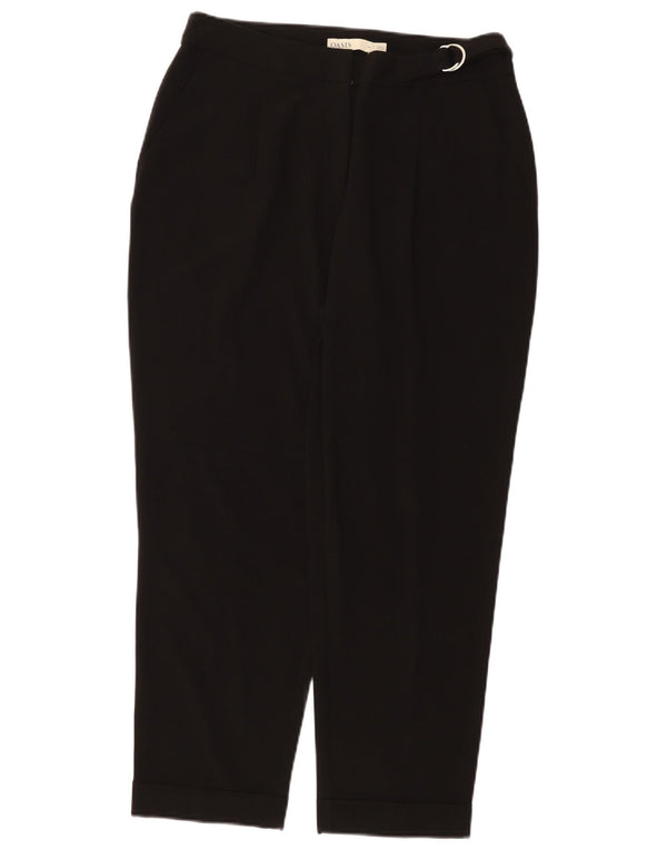 Oasis Womens High Waist Tapered Chino Trousers UK 14 Large W32 L27 Black