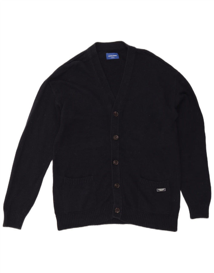 Jack & Jones Mens Cardigan Sweater Medium Navy Blue Cotton