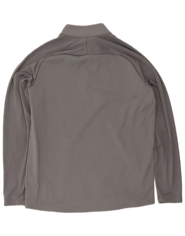 Nike Mens Dri Fit Zip Neck Pullover Tracksuit Top Large Grey Colourblock