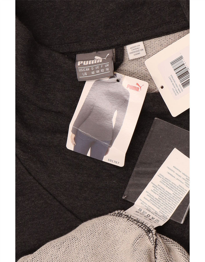 PUMA Womens Tracksuit Top Jacket UK 14 Large Grey Cotton