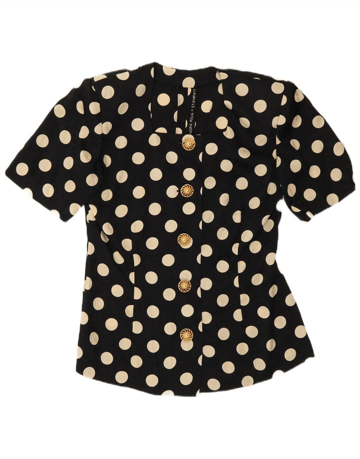 Vintage Womens Short Sleeve 2 Piece Skirt Set UK 12 Medium W28 Black