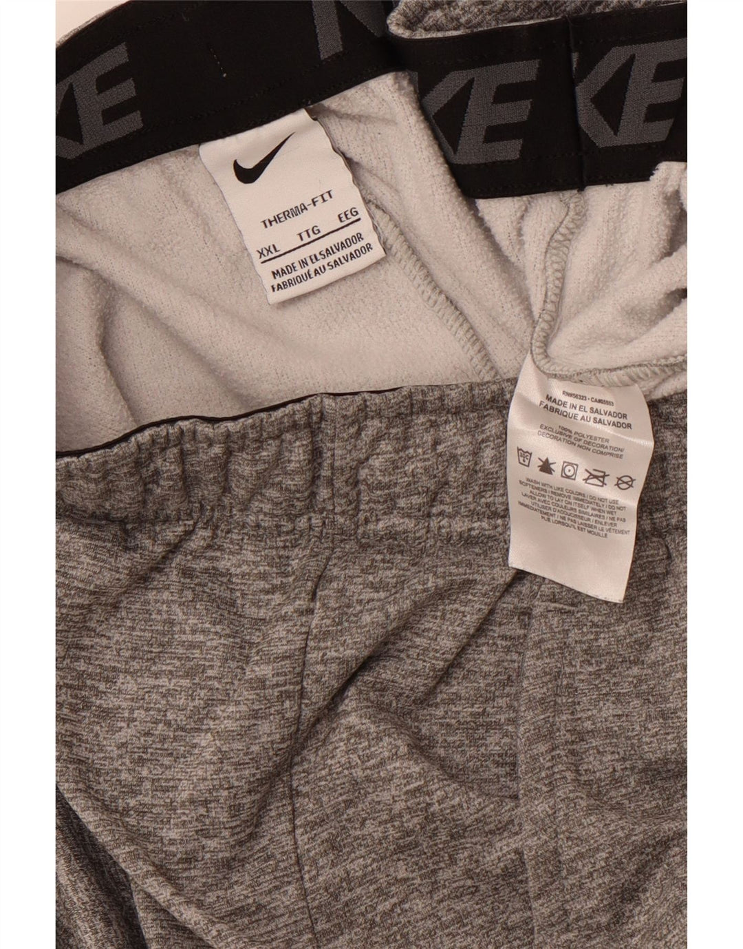 NIKE Mens Therma-Fit Graphic Tracksuit Trousers Joggers 2XL  Grey Flecked