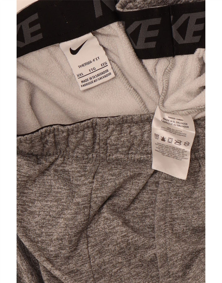 NIKE Mens Therma-Fit Graphic Tracksuit Trousers Joggers 2XL  Grey Flecked
