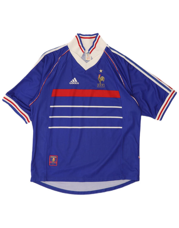 Adidas Mens France Home 1998 Football Shirt XL Blue Colourblock Polyester