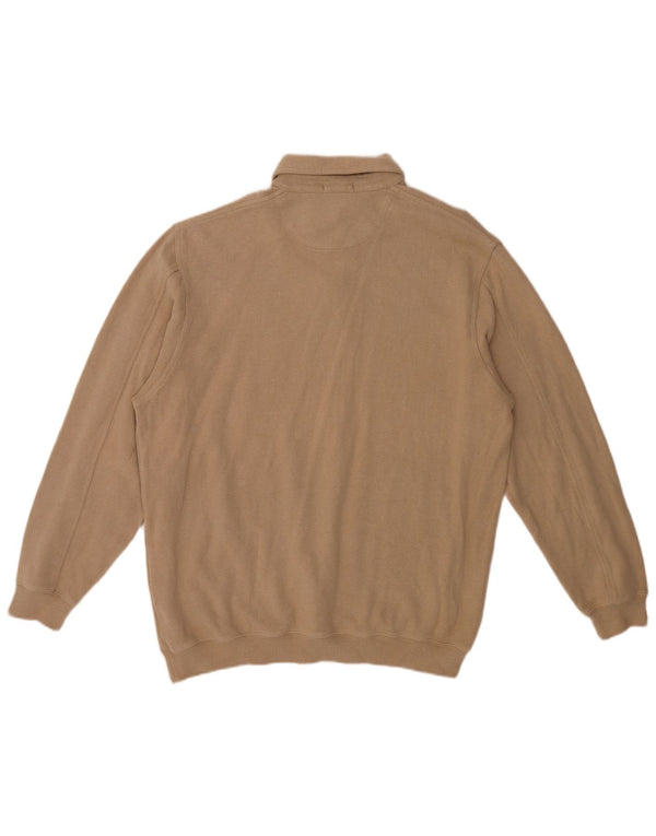 Gant Mens Polo Neck Jumper Sweater Large Beige Cotton