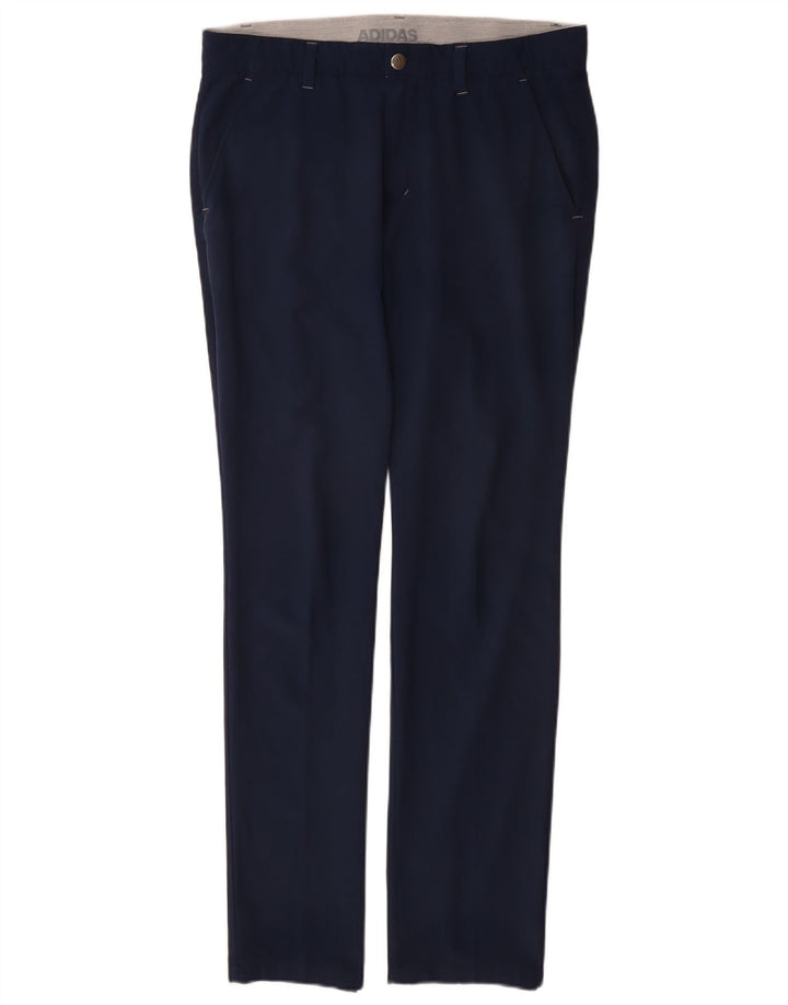 ADIDAS Mens Slim Chino Trousers W32 L32 Navy Blue Polyester