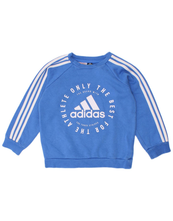 Adidas Boys Graphic Sweatshirt Jumper 2-3 Years Blue Cotton
