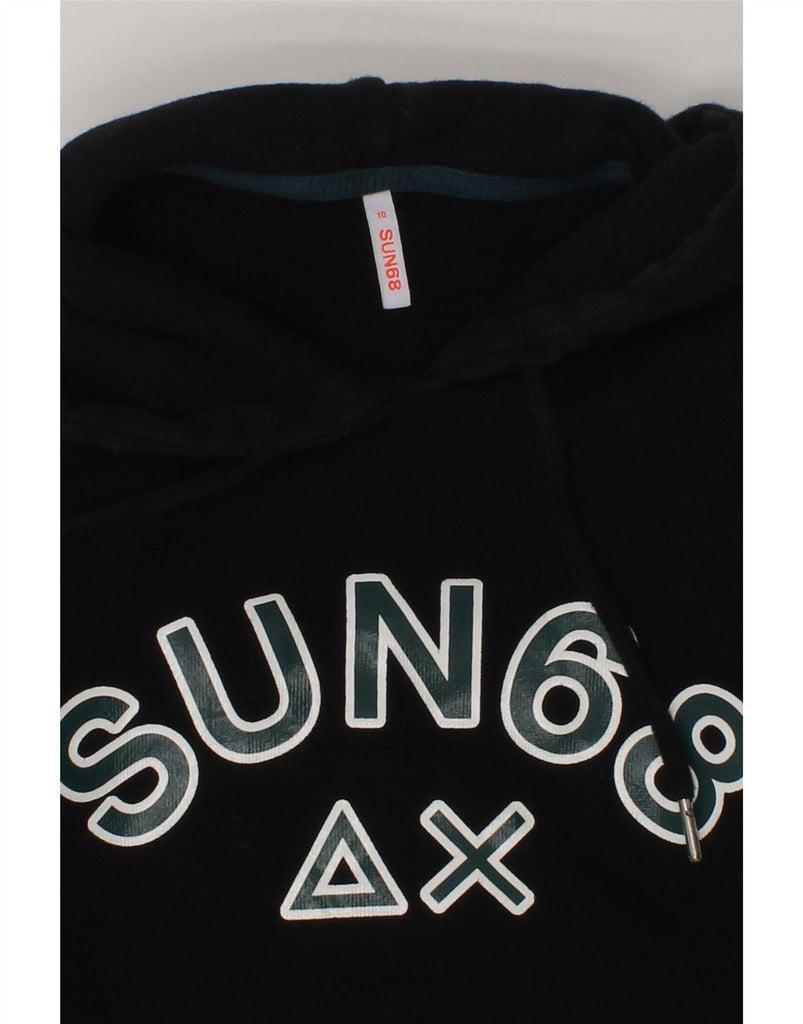 SUN68 Boys Graphic Hoodie Jumper 9-10 Years Black Cotton | Vintage Sun68 | Thrift | Second-Hand Sun68 | Used Clothing | Messina Hembry 