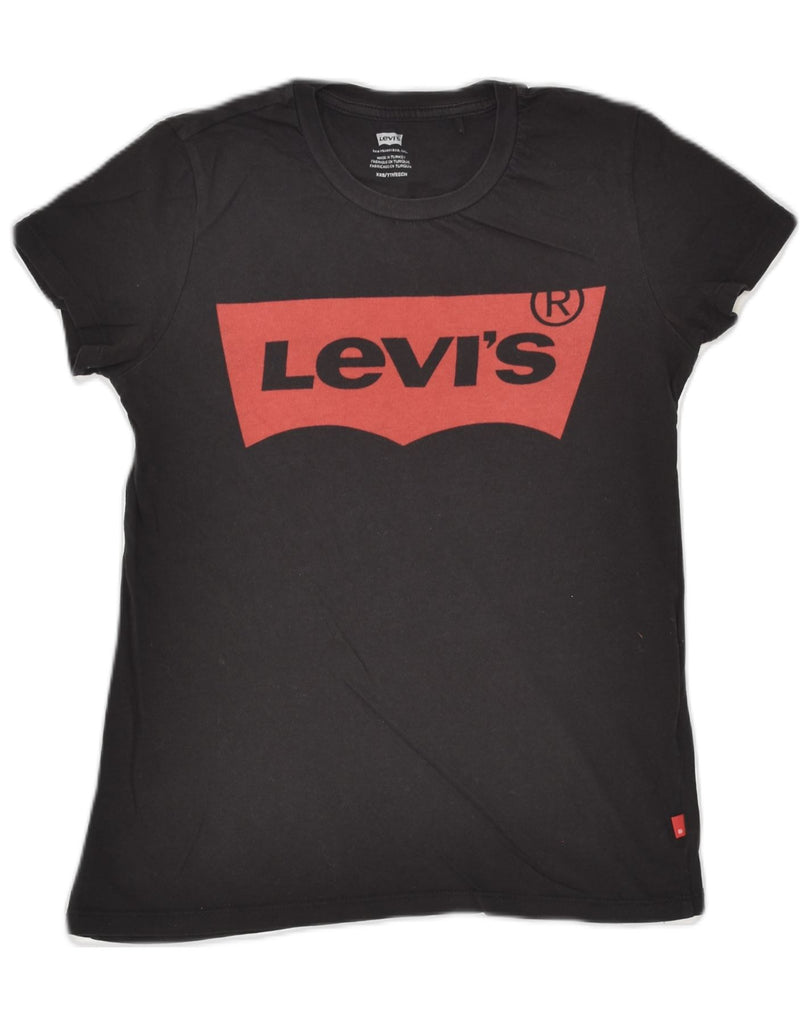 LEVI'S Womens Graphic T-Shirt Top UK 2 2XS Black Cotton | Vintage Levi's | Thrift | Second-Hand Levi's | Used Clothing | Messina Hembry 