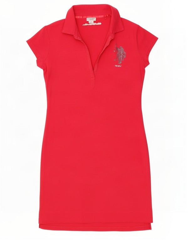U.S. Polo Assn. Womens Polo Dress UK 10 Small Pink Cotton