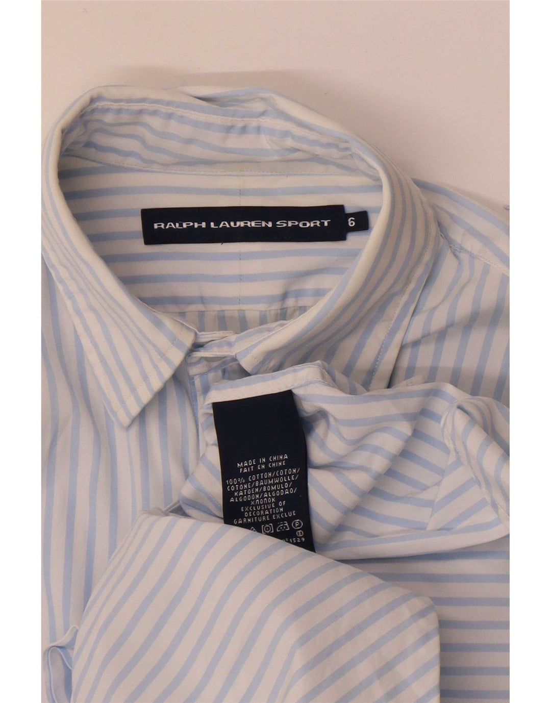 Ralph Lauren Womens Shirt US 6 Medium Blue Pinstripe Cotton