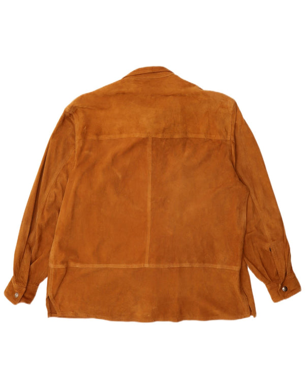 Vintage Womens Overshirt Suede Shirt UK 18 XL Beige Leather