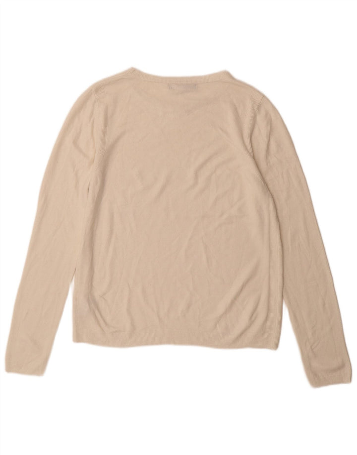 Marks & Spencer Womens Boat Neck Jumper Sweater UK 12 Medium White Acrylic
