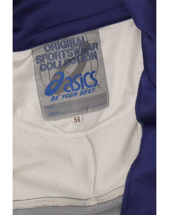 Asics Mens Graphic Tracksuit Top Jacket IT 56 XL Navy Blue Colourblock