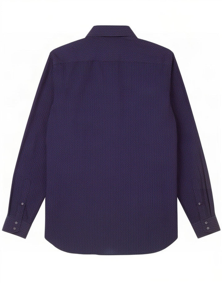 Ted Baker Mens Shirt Size 16 Large Navy Blue Geometric Cotton