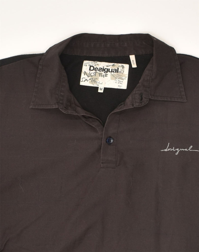 DESIGUAL Mens Slim Polo Shirt Medium Brown Colourblock Cotton | Vintage Desigual | Thrift | Second-Hand Desigual | Used Clothing | Messina Hembry 