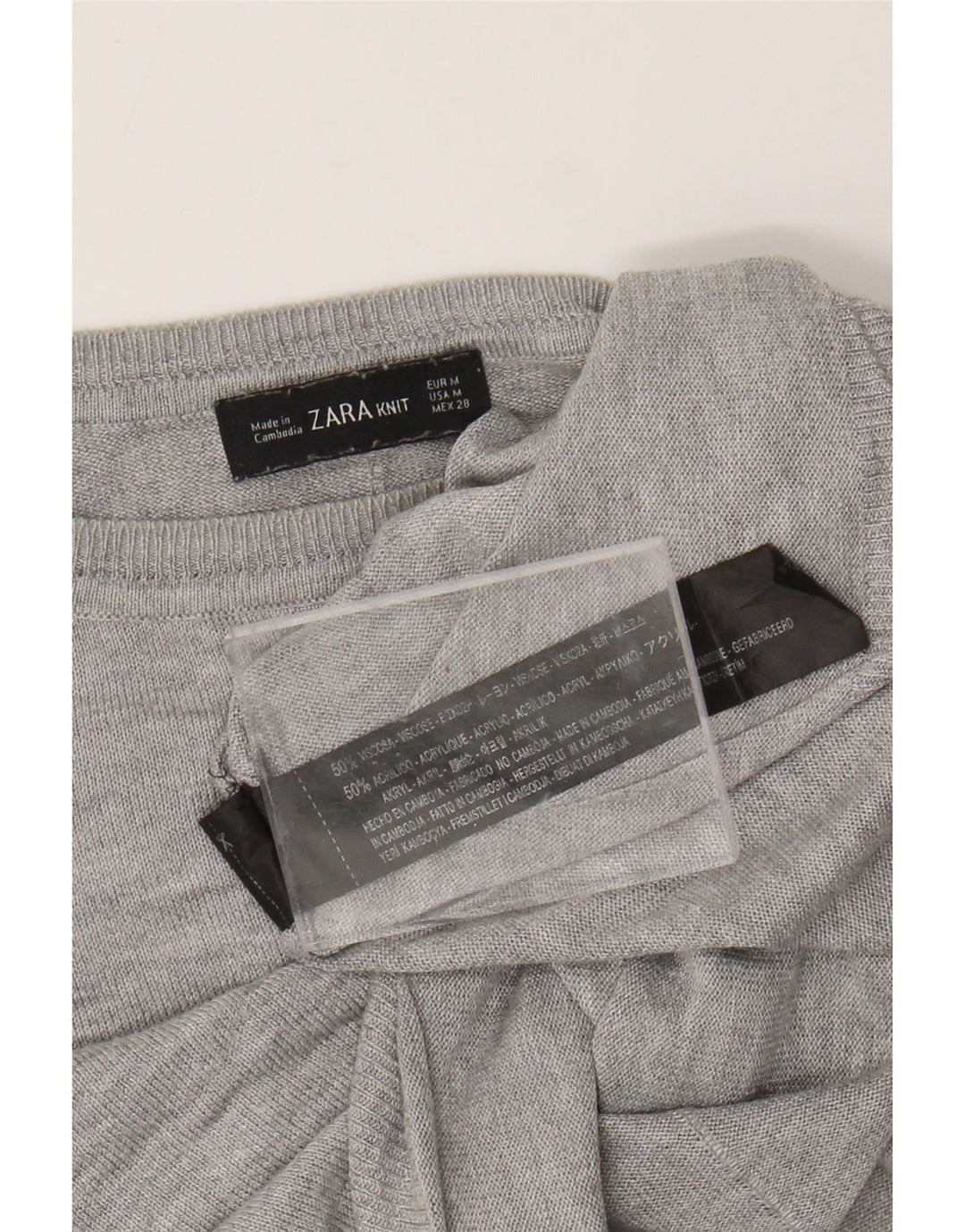 ZARA Womens Boat Neck Jumper Sweater UK 14 Medium Grey Flecked Viscose