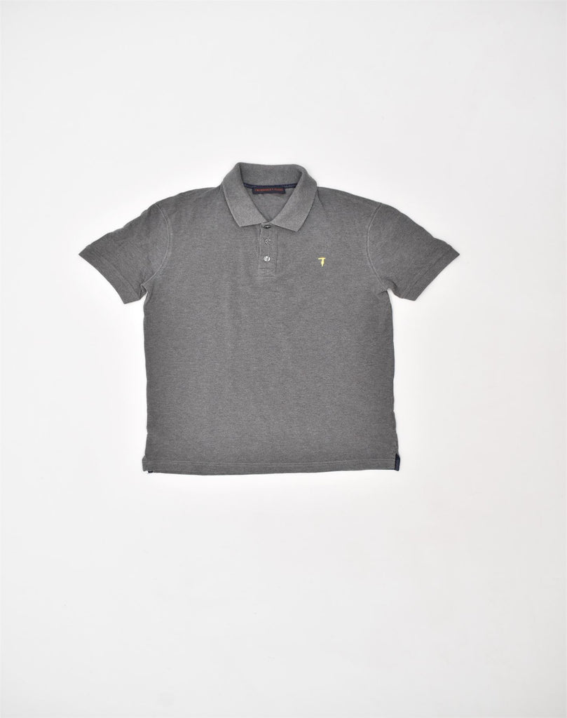 TRUSSARDI Mens Polo Shirt Small Grey Cotton | Vintage | Thrift | Second-Hand | Used Clothing | Messina Hembry 