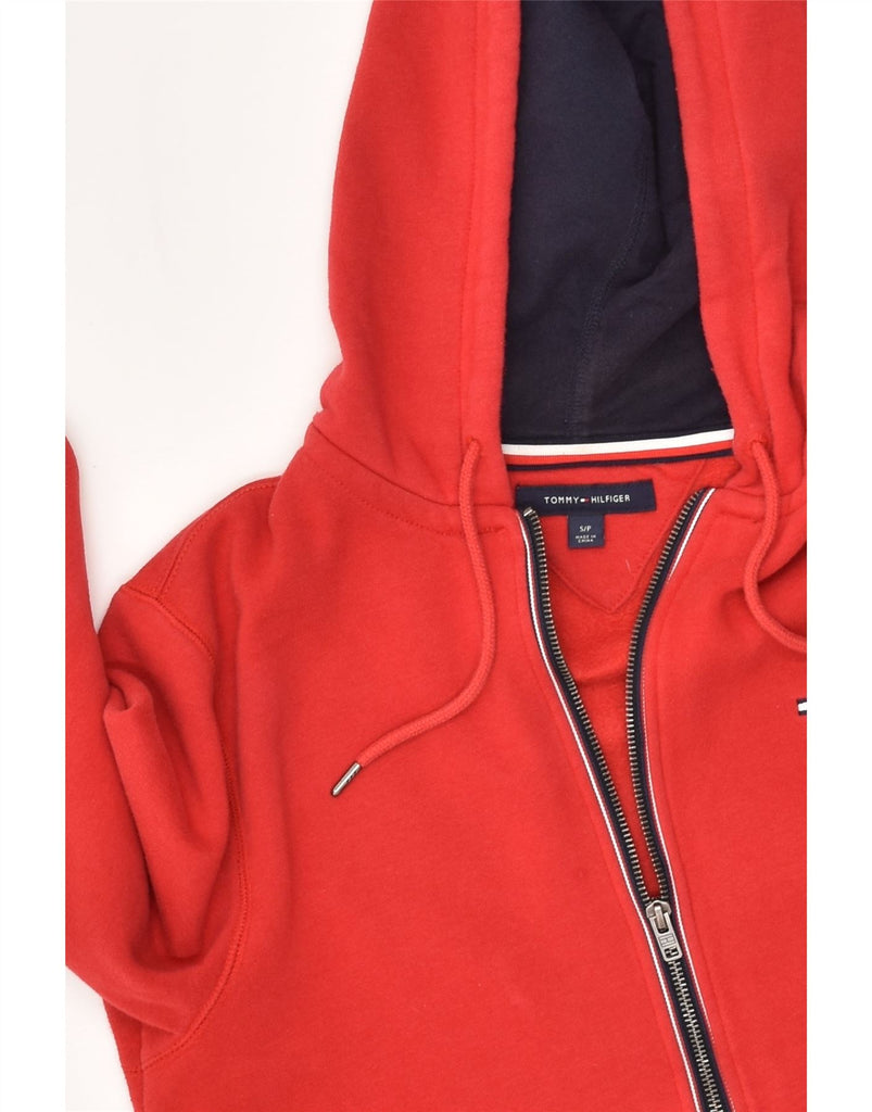 TOMMY HILFIGER Mens Zip Hoodie Sweater Small Red Cotton | Vintage Tommy Hilfiger | Thrift | Second-Hand Tommy Hilfiger | Used Clothing | Messina Hembry 