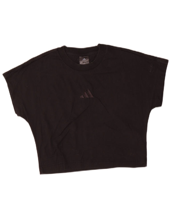 Adidas Womens Crop T-Shirt Top UK 8/10 Small Black Cotton