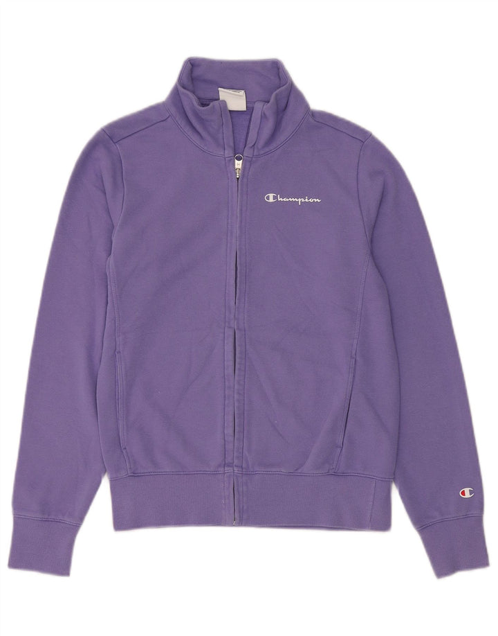 Champion Womens Tracksuit Top Jacket UK 10 Small Purple Cotton
